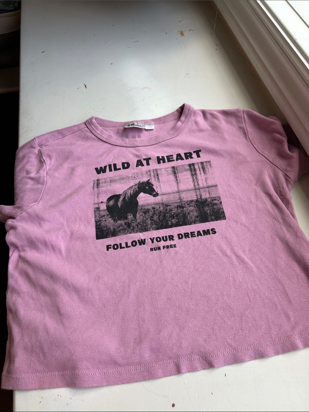 Pink 'Wild at Heart' Graphic Kids Tee - Inspirational Horse Print
